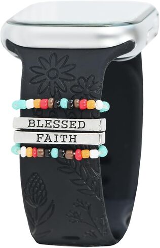 نساء Cross Cross Faith Faith Watch سحر فرقة Apple Watch 38/40/41/42/44/45mm 49mm ، الرجال الفضيين الفضيين Boho Western Rings Loops for Iwatch Series 8 7 6 5 4 3 2 SE ، لسامسونج جالاكسي ووتش 5/4 in Kuwait