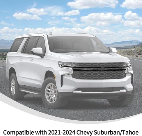 حشوات شبكة Linskip متوافقة مع 2021-2024 Chevy Suburban/Tahoe، غطاء شبكي أمامي أسود لامع للملحقات الخارجية للضواحي in Saudi Arabia