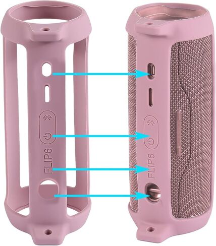 co2CREA Soft Silicone Case Replacement for JBL Flip 6 Portable Bluetooth Speaker (Pink Case) in Saudi Arabia