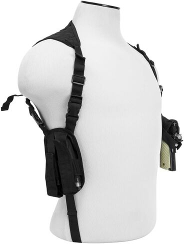 VISM by NcStar Ambidextrous Horizontal Shoulder Holster with Double Magazine Holder, Black (CV2909) in Saudi Arabia