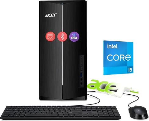 كمبيوتر سطح المكتب acer، وحدة المعالجة المركزية Intel 14th Gen Ultra-Fast 10-Core i5، وذاكرة وصول عشوائي DDR5 بسعة 16 جيجابايت، و1.5 تيرابايت (512 جيجابايت SSD و1 تيرابايت HDD)، وWi-Fi 6، ودعم شاشة 4K، وWins 11، وKB وماوس سلكي، وOffice 365 مجاني على الويب in Saudi Arabia