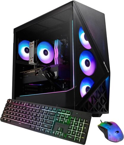 كمبيوتر مكتبي iBUYPOWER Slate Black Gaming PC AMD Ryzen 7 8700F CPU، AMD Radeon RX 9060XT 8GB GPU، 32GB DDR5 RGB 5200MHz RAM، 2TB NVMe SSD، Windows 11 Home، لوحة مفاتيح وماوس للاعبين - SBA7R96XT03 in Saudi Arabia