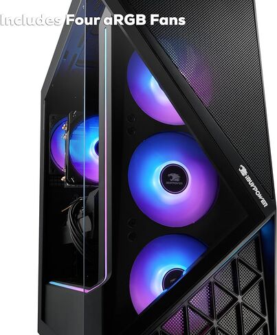 كمبيوتر مكتبي iBUYPOWER Slate Black Gaming PC AMD Ryzen 7 8700F CPU، AMD Radeon RX 9060XT 8GB GPU، 32GB DDR5 RGB 5200MHz RAM، 2TB NVMe SSD، Windows 11 Home، لوحة مفاتيح وماوس للاعبين - SBA7R96XT03 in Saudi Arabia