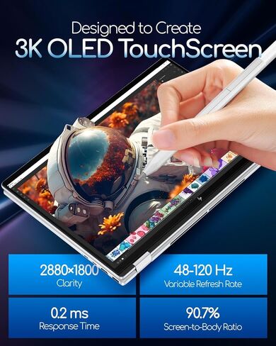 HP OmniBook 7 Flip 16 Copilot+ لاب توب 2 في 1 - Intel Ultra 7 258V (47 NPU Tops) - شاشة لمس OLED مقاس 16 بوصة 3K 120 هرتز - Wi-Fi7، كاميرا 5 ميجابكسل بالأشعة تحت الحمراء، لوحة مفاتيح بإضاءة خلفية، مع ملحق - Win 11 Pro (32 جيجابايت DDR5 | 2 تيرابايت SSD) in Kuwait
