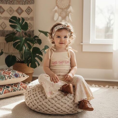 Twopumpkin Toddler Girl Summer Clothes Spaghetti Strap Jumpsuit Sleeveless Halter Romper Baby Bell Bottoms Outfit in Saudi Arabia