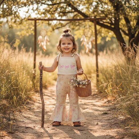 Twopumpkin Toddler Girl Summer Clothes Spaghetti Strap Jumpsuit Sleeveless Halter Romper Baby Bell Bottoms Outfit in Saudi Arabia