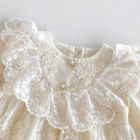 Newborn Baby Girl Lace Romper Dress Long/Short Sleeve Floral Ruffle Princess Dress Baby Shower Birthday Outfit in Saudi Arabia