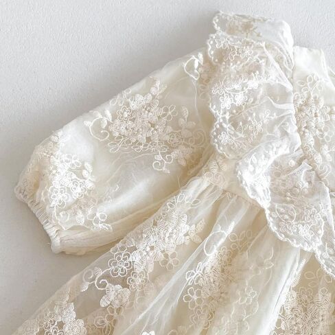 Newborn Baby Girl Lace Romper Dress Long/Short Sleeve Floral Ruffle Princess Dress Baby Shower Birthday Outfit in Saudi Arabia