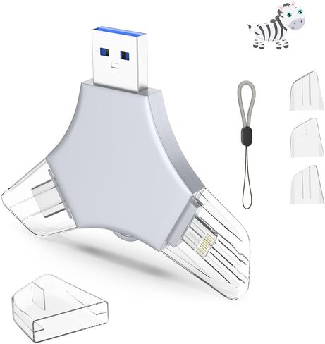USB 3.0 محرك أقراص فلاش 64 جيجا بايت لجهاز iPhone ، 3in1 عصا تخزين حارس مرمى صور الذاكرة الخارجي لالتقاط الصور/الفيديو/البيانات/النسخ الاحتياطي ، V8.46HIGH in Kuwait
