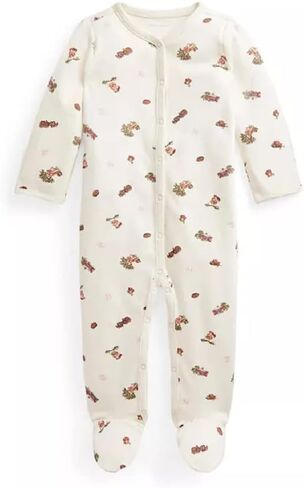 Polo Ralph Lauren Baby Girl's Interlock Coveralls (Off-White Bear Print, Newborn) in Saudi Arabia