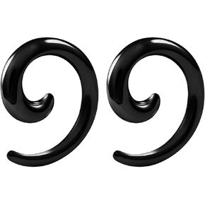 Pair of PVD Steel Black Anodized Taper Spiral Hollow Piercing Jewelry Ear Plugs Stretching Expander Earring in Saudi Arabia