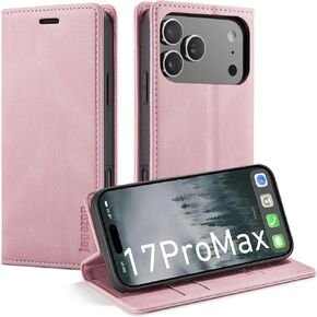 حافظة محفظة Japezop iPhone 17 Pro Max 5G مع [حجب RFID]، حامل بطاقات مغناطيسي، حافظة جلدية قابلة للطي لهاتف iPhone 17 Pro Max 5G 6.9 بوصة (وردي) in Kuwait
