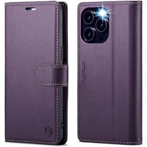 حافظة محفظة لسلسلة iPhone 15، حامل بطاقات ائتمان RFID، غطاء واقٍ مقاوم للصدمات من جلد البولي يوريثان، لهاتف Apple 15 Series (أرجواني، iPhone 15 Pro Max - 6.7 بوصات) in Kuwait