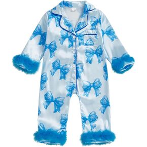 الوليد طفلة عيد ميلاد بيجامة من الساتان القوس كعكة رومبير زر أسفل قطعة واحدة بذلة النائم الرضع لباس نوم من الحرير in Kuwait