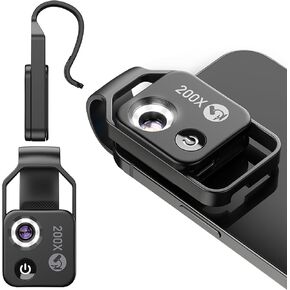 ETOYA 200X Phone Mini Pocket Microscope with CPL Lens, LED Light & Universal Clip, Nano Zoom Portable Digital Microscope Camera Attachments for 99% Smartphones, Microworld Viewing in Kuwait
