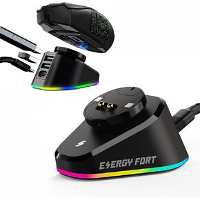 MOSHOU Mouse Wireless Charger Station Compatible with Logitech G Pro X Superlight G903h G703h G502 Lightspeed Razer DeathAdder V2 Naga Viper Basilisk Ultimate Gaming Mice Mouse Dock Station (Black) in Saudi Arabia