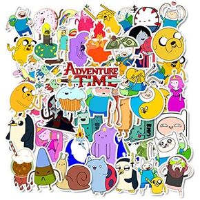 50 قطعة من ملصقات شخصيات وقت المغامرة الكرتونية، ملصقات للمراهقين لزجاجة المياه والكمبيوتر المحمول والهاتف ودفتر القصاصات للبالغين من أجل ديكور الحفلات (أبيض) in Kuwait