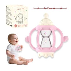 Teething Rattles for Babies 0-6 Months 6-12 Months, Silicone Rattle Teether with Pacifier, Baby Montessori Toys 6-18 Months, Infant & Toddler Molar Teething Relief, Boys Girls Essential Gifts (Pink) in Kuwait