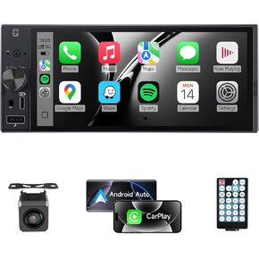 ستيريو سيارة أحادي الدين 6 بوصات CarPlay لاسلكي وشاشة لمس Android Auto داخل الخلية، بلوتوث، راديو السيارة FM/AM، وصلة مرآة، SWC، EQ، USB ونوع C، ملاحة GPS، كاميرا احتياطية in Kuwait