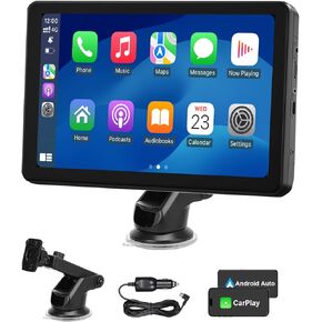 7 Inch CarPlay Screen for Car, Wireless CarPlay Android Auto Portable Car Stereo HD Touchscreen with Bluetooth, AirPlay, GPS Navigation Support, Mirror Link, FM/AUX/Bluetooth Audio & Voice Assistant in Kuwait