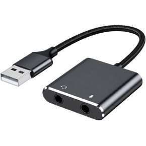 USB Sound Adapter External Stereo Sound Card with 3.5mm Headphone Microphone Port Suitable for PC Laptop in Saudi Arabia