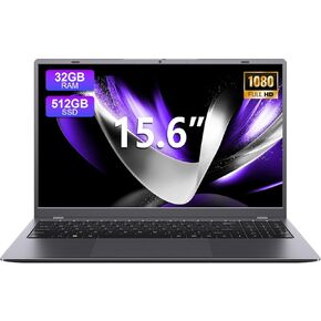 Laptop 32GB RAM 512GB SSD, 15.6 Inch Laptop Computer with FHD IPS Screen, Pentium Gold 6500Y Processor, Up to 3.4GHz, USB 3.2, Type C, BT 5.0, WiFi 5, Laptops for Student and Business in Kuwait
