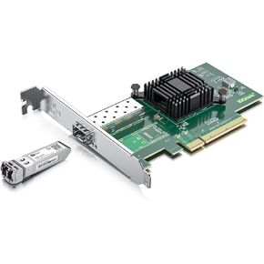 10Gb SFP+ NIC with 10Gbase-LR Transceiver, 10G Single Modee Module,10G Single SFP+ NIC Compare to Intel X520-DA1, PCI Express X8, Support Windows/Linux/VMware in Kuwait