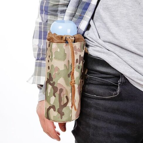 1Pc Tactical Water Bottle Pouch Bag Military Outdoor Travel Hiking Drawstring Water Bottle Holder Kettle Carrier Bag (Without Water Bottle) in Saudi Arabia