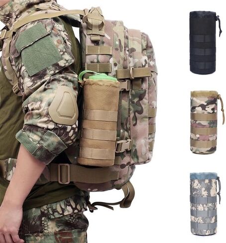 1Pc Tactical Water Bottle Pouch Bag Military Outdoor Travel Hiking Drawstring Water Bottle Holder Kettle Carrier Bag (Without Water Bottle) in Saudi Arabia