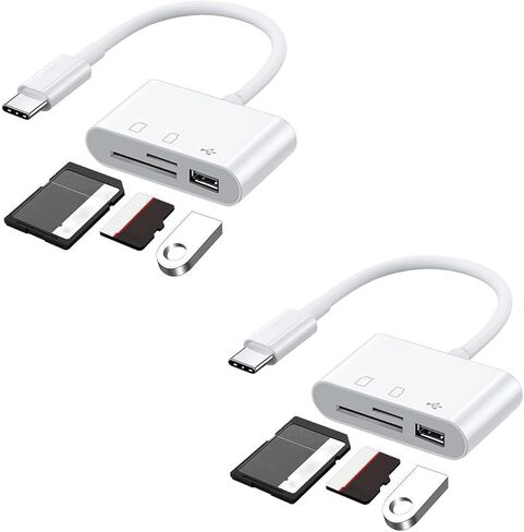 قارئ بطاقات SD 3 في 1 لأجهزة iPhone/iPad، ومحول بطاقة ذاكرة منفذ USB-C، التوصيل والتشغيل للكاميرا/الطائرة بدون طيار، لا يتطلب تطبيق، نقل عالي السرعة in Kuwait