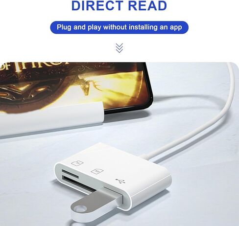 قارئ بطاقات SD 3 في 1 لأجهزة iPhone/iPad، ومحول بطاقة ذاكرة منفذ USB-C، التوصيل والتشغيل للكاميرا/الطائرة بدون طيار، لا يتطلب تطبيق، نقل عالي السرعة in Kuwait