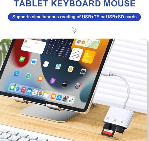 قارئ بطاقات SD 3 في 1 لأجهزة iPhone/iPad، ومحول بطاقة ذاكرة منفذ USB-C، التوصيل والتشغيل للكاميرا/الطائرة بدون طيار، لا يتطلب تطبيق، نقل عالي السرعة in Kuwait
