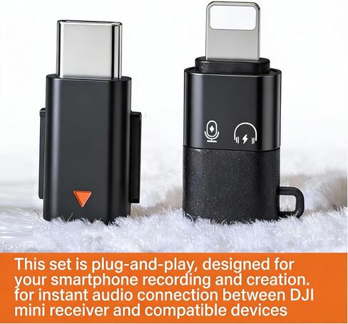Type C Adapters for DJI Mic Mini, with USB C Adapter for Lightning Port Devices for iPhone Smartphone/PC/Mac Connector Accessories, Wireless Microphone Receiver, Plug and Play in Saudi Arabia