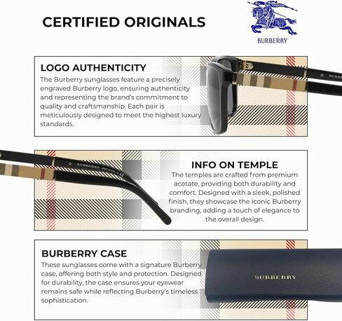BURBERRY BE4181 نظارة شمسية مربعة الشكل من الأسيتات مع طقم نظارات فاخر in Saudi Arabia
