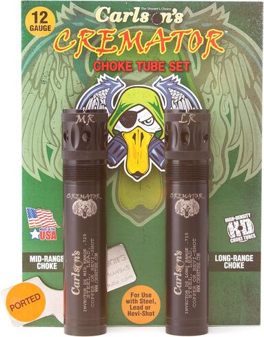 Carlsons Choke Tubes 12 Gauge for Browning Invector DS | Blued Steel | Cremator Ported Waterfowl Choke Tube | Made in USA in Saudi Arabia