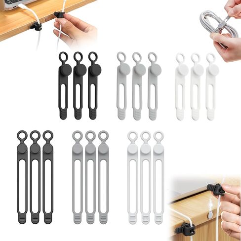 Silicone Cable Ties, Magnetic Data Cable Organizers Reusable Cable Ties Wire Organizer Adjustable Fastening Cable Straps Magnetic Silicone Cable Straps Cord Organizer for Bundling Earphone in Saudi Arabia