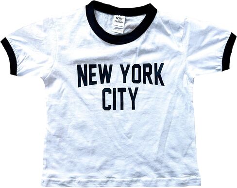 Ladies New York City Ringer Shirt Distressed Retro Design Tee Black White in Saudi Arabia