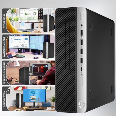 HP 800 G5 Desktop Computer PC, Intel i5 9500 up to 4.40 GHz, 32GB DDR4, 1TB SSD, New 24 inch Screen, Built-in 5G WiFi BT, DP, Windows 11 Pro (Renewed) in Kuwait