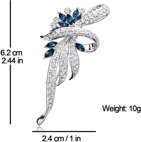Fashion Shiny Rhinestone Feather Brooches Pin for Wome, Crystal Delicate Leaf Brooch for Men in Saudi Arabia