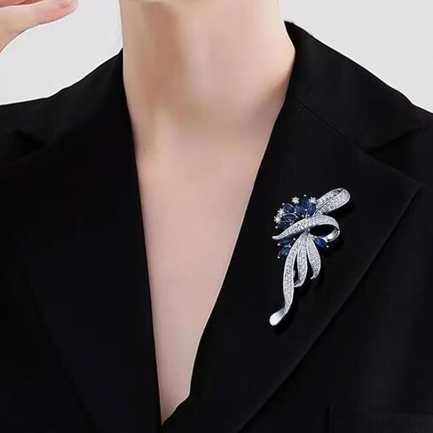 Fashion Shiny Rhinestone Feather Brooches Pin for Wome, Crystal Delicate Leaf Brooch for Men in Saudi Arabia