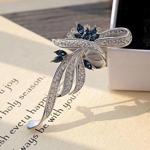 Fashion Shiny Rhinestone Feather Brooches Pin for Wome, Crystal Delicate Leaf Brooch for Men in Saudi Arabia