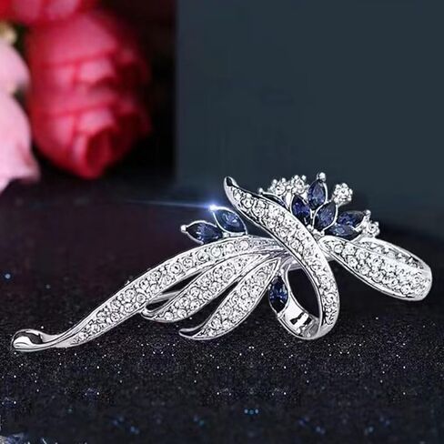 Fashion Shiny Rhinestone Feather Brooches Pin for Wome, Crystal Delicate Leaf Brooch for Men in Saudi Arabia