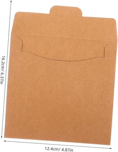 PartyKindom 50Pcs Retro Paper CD Sleeve Envelope Storage Case Durable CD Dvd Protectors for Organizing for Greeting Cards Envelopes Vintage Charm Practical Design in Saudi Arabia