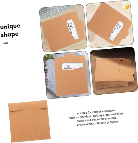 PartyKindom 50Pcs Retro Paper CD Sleeve Envelope Storage Case Durable CD Dvd Protectors for Organizing for Greeting Cards Envelopes Vintage Charm Practical Design in Saudi Arabia
