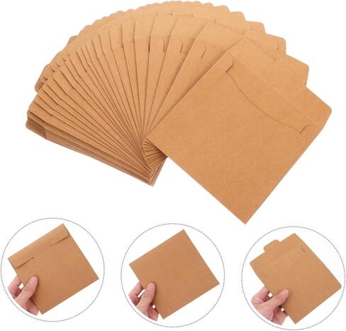 PartyKindom 50Pcs Retro Paper CD Sleeve Envelope Storage Case Durable CD Dvd Protectors for Organizing for Greeting Cards Envelopes Vintage Charm Practical Design in Saudi Arabia