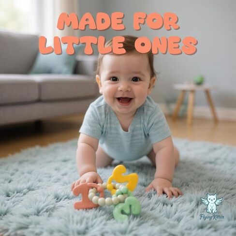 Early Learning Baby Teething Toys - Montessori Silicone Baby Teether with Number Shapes 1 2 3, Sensory Brain Development Teething Relief Rings 4-6 Months, bpa Free Infant Toys 6-12 mths in Saudi Arabia