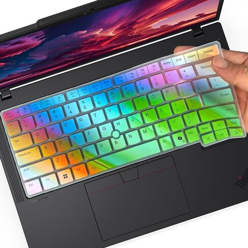 غطاء لوحة مفاتيح ملون لعام 2025 2024 جديد 14 بوصة Lenovo Thinkpad L14 P14s T14 T14s Gen 6/Gen 5، Thinkpad E14 Gen 7 14 بوصة كمبيوتر محمول، ThinkPad 14 بوصة كمبيوتر محمول بتصميم أمريكي من السيليكون لحماية لوحة المفاتيح in Kuwait