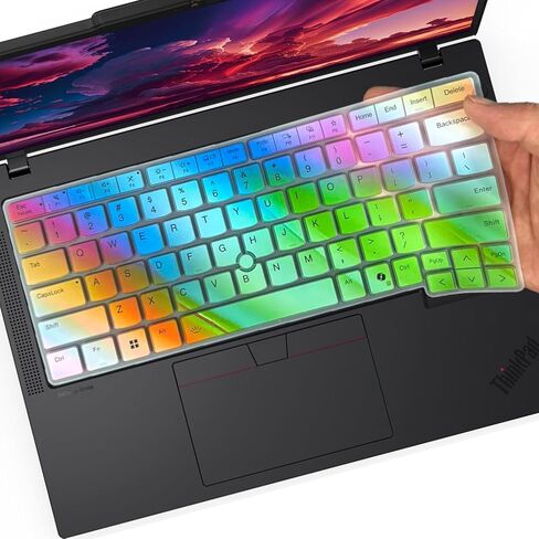 غطاء لوحة مفاتيح ملون لعام 2025 2024 جديد 14 بوصة Lenovo Thinkpad L14 P14s T14 T14s Gen 6/Gen 5، Thinkpad E14 Gen 7 14 بوصة كمبيوتر محمول، ThinkPad 14 بوصة كمبيوتر محمول بتصميم أمريكي من السيليكون لحماية لوحة المفاتيح in Kuwait