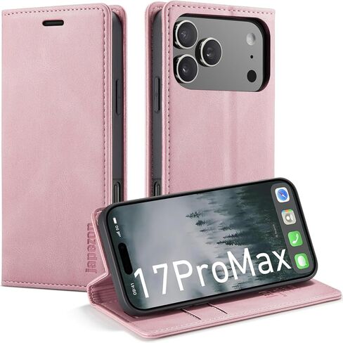 حافظة محفظة Japezop iPhone 17 Pro Max 5G مع [حجب RFID]، حامل بطاقات مغناطيسي، حافظة جلدية قابلة للطي لهاتف iPhone 17 Pro Max 5G 6.9 بوصة (وردي) in Kuwait