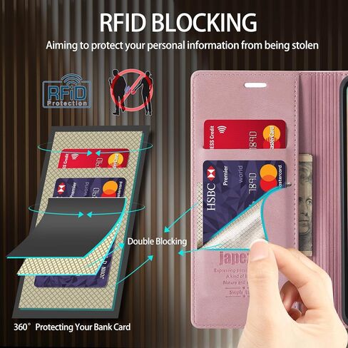 japezop iPhone 17 Pro Max 5G Wallet Case with [RFID Blocking],Card Holder Kickstand Magnetic,Leather Flip Case Wallet for iPhone 17 Pro Max 5G 6.9 Inch (Pink) in Saudi Arabia